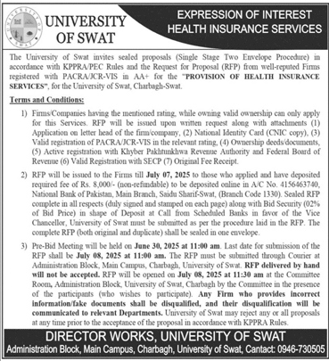 University of Swat Tender Notice